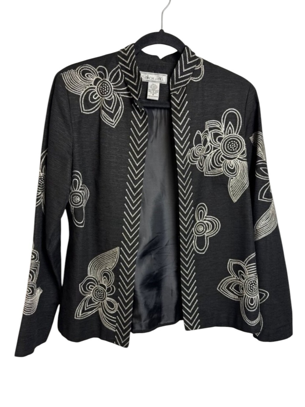 Birch hill black flower cardigan silk cottagecore whimsigoth size medium retro